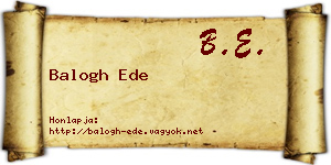 Balogh Ede névjegykártya